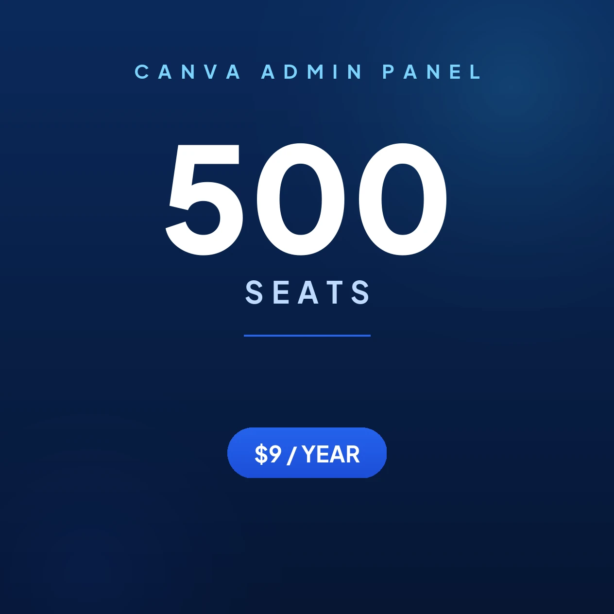 Canva Admin Panel with 500 seats